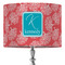 Coral & Teal 16" Drum Lampshade - ON STAND (Fabric)