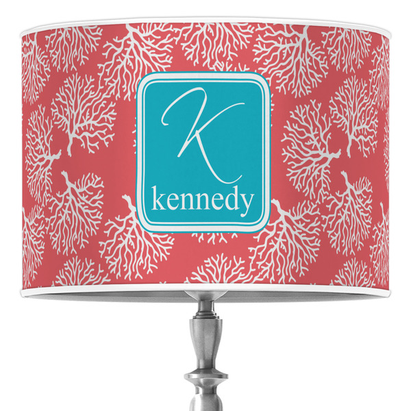 Custom Coral & Teal 16" Drum Lamp Shade - Poly-film (Personalized)