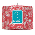 Coral & Teal 16" Drum Pendant Lamp - Fabric (Personalized)