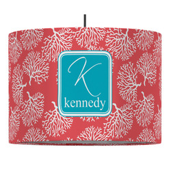 Coral & Teal Drum Pendant Lamp (Personalized)