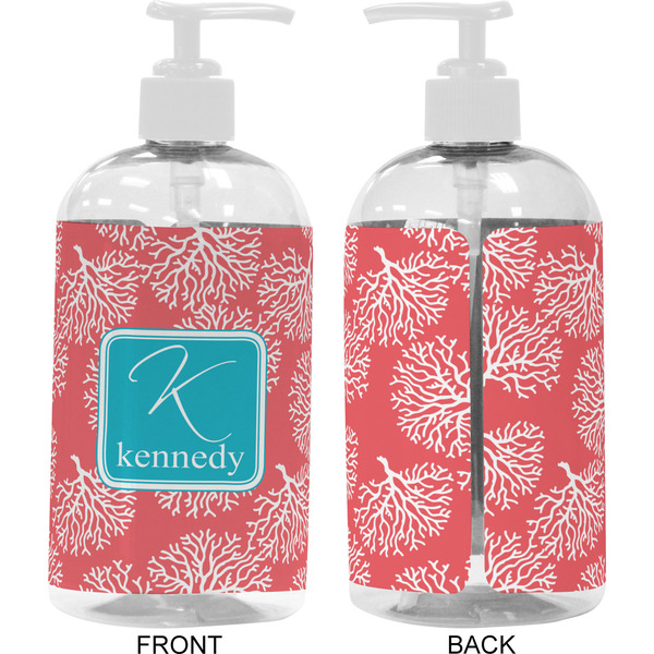 Coral & Teal 16 oz Plastic Liquid Dispenser- Approval- White