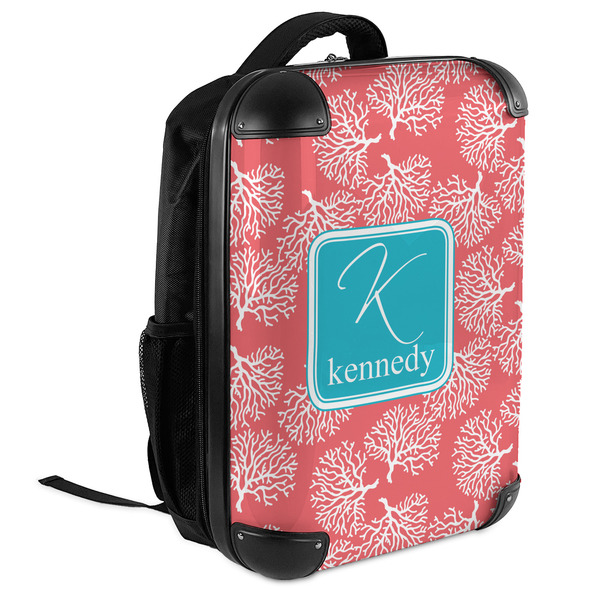 Coral & Teal 18" Hard Shell Backpacks - ANGLED VIEW