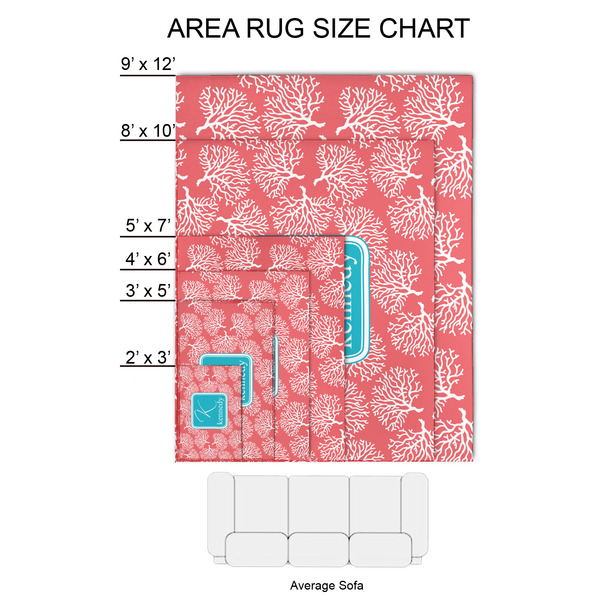 Coral & Teal 2'x3' Indoor Area Rugs - Size Chart