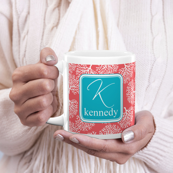 Coral & Teal 20oz Coffee Mug - LIFESTYLE