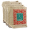 Coral & Teal Reusable Cotton Grocery Bags - Set of 3 (Personalized)