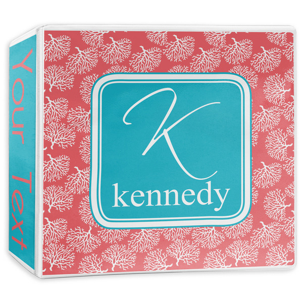 Custom Coral & Teal 3-Ring Binder - 3 inch (Personalized)