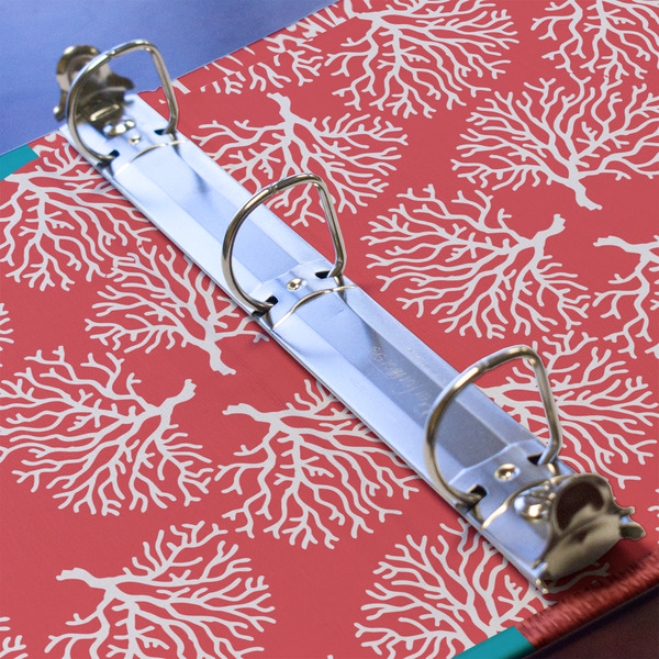 Coral & Teal 3 Ring Binders - Full Wrap - 1" - DETAIL