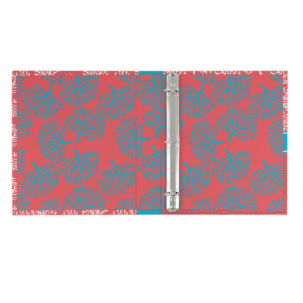 Coral & Teal 3 Ring Binders - Full Wrap - 1" - OPEN INSIDE