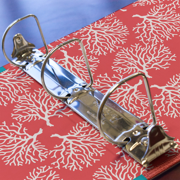 Coral & Teal 3 Ring Binders - Full Wrap - 2" - DETAIL