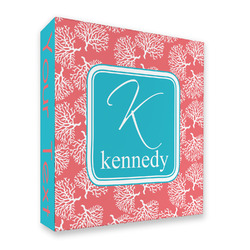 Coral & Teal 3 Ring Binder - Full Wrap - 2" (Personalized)