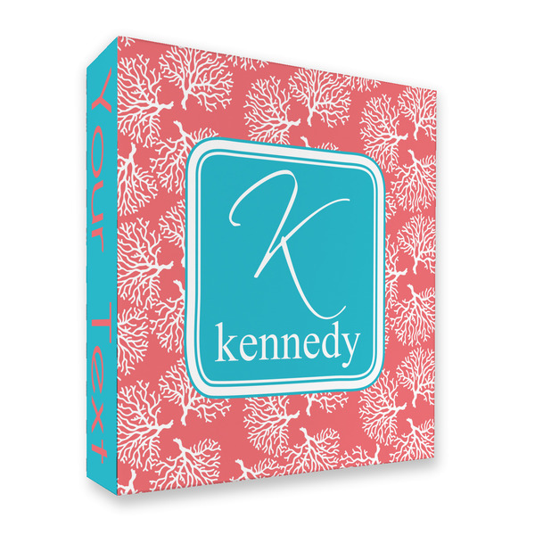 Custom Coral & Teal 3 Ring Binder - Full Wrap - 2" (Personalized)