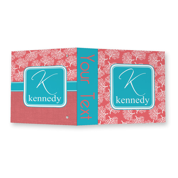 Coral & Teal 3 Ring Binders - Full Wrap - 2" - OPEN OUTSIDE