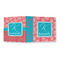 Coral & Teal 3 Ring Binders - Full Wrap - 2" - OPEN OUTSIDE