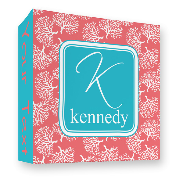 Custom Coral & Teal 3 Ring Binder - Full Wrap - 3" (Personalized)