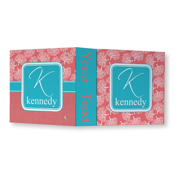 Coral & Teal 3 Ring Binders - Full Wrap - 3" - OPEN OUTSIDE