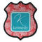 Coral & Teal Iron On Shield Patch C w/ Name and Initial
