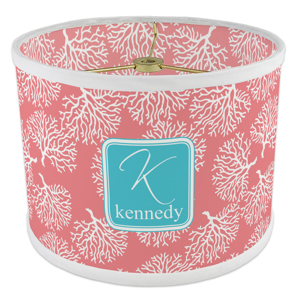 Coral & Teal 8" Drum Lampshade - ANGLE Poly-Film