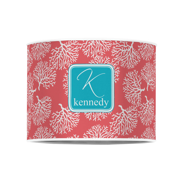 Coral & Teal 8" Drum Lampshade - FRONT (Poly Film)