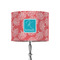 Coral & Teal 8" Drum Lampshade - ON STAND (Fabric)