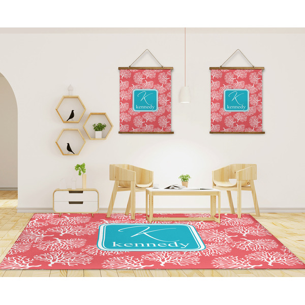 Coral & Teal 8'x10' Indoor Area Rugs - IN CONTEXT