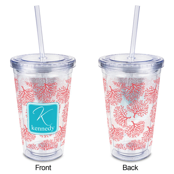 Coral & Teal Acrylic Tumbler - Full Print - Approval
