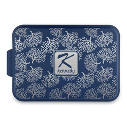 Coral & Teal Aluminum Baking Pan with Navy Lid (Personalized)