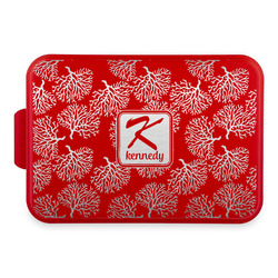 Coral & Teal Aluminum Baking Pan with Red Lid (Personalized)