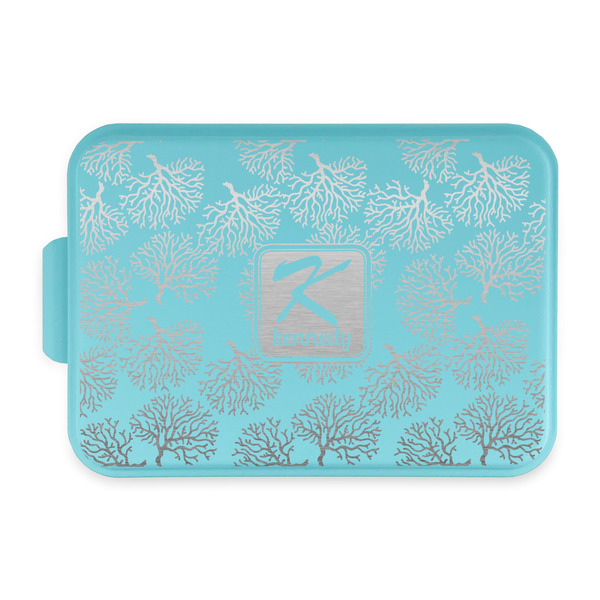 Custom Coral & Teal Aluminum Baking Pan with Teal Lid (Personalized)