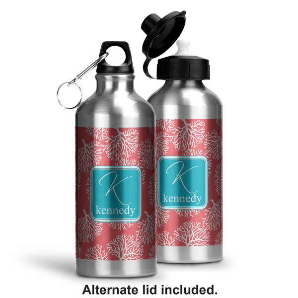 Coral & Teal Aluminum Water Bottle - Alternate lid options