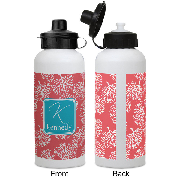 Coral & Teal Aluminum Water Bottle - White APPROVAL
