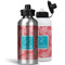 Coral & Teal Aluminum Water Bottles - MAIN (white &silver)