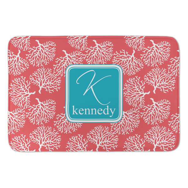 Custom Coral & Teal Anti-Fatigue Kitchen Mat (Personalized)