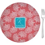 Coral & Teal 8" Glass Appetizer / Dessert Plates - Single or Set (Personalized)