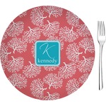 Coral & Teal Glass Appetizer / Dessert Plate 8" (Personalized)