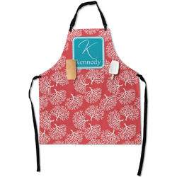 Coral & Teal Apron With Pockets w/ Name and Initial