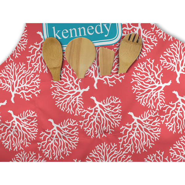 Coral & Teal Apron - Pocket Detail with Props