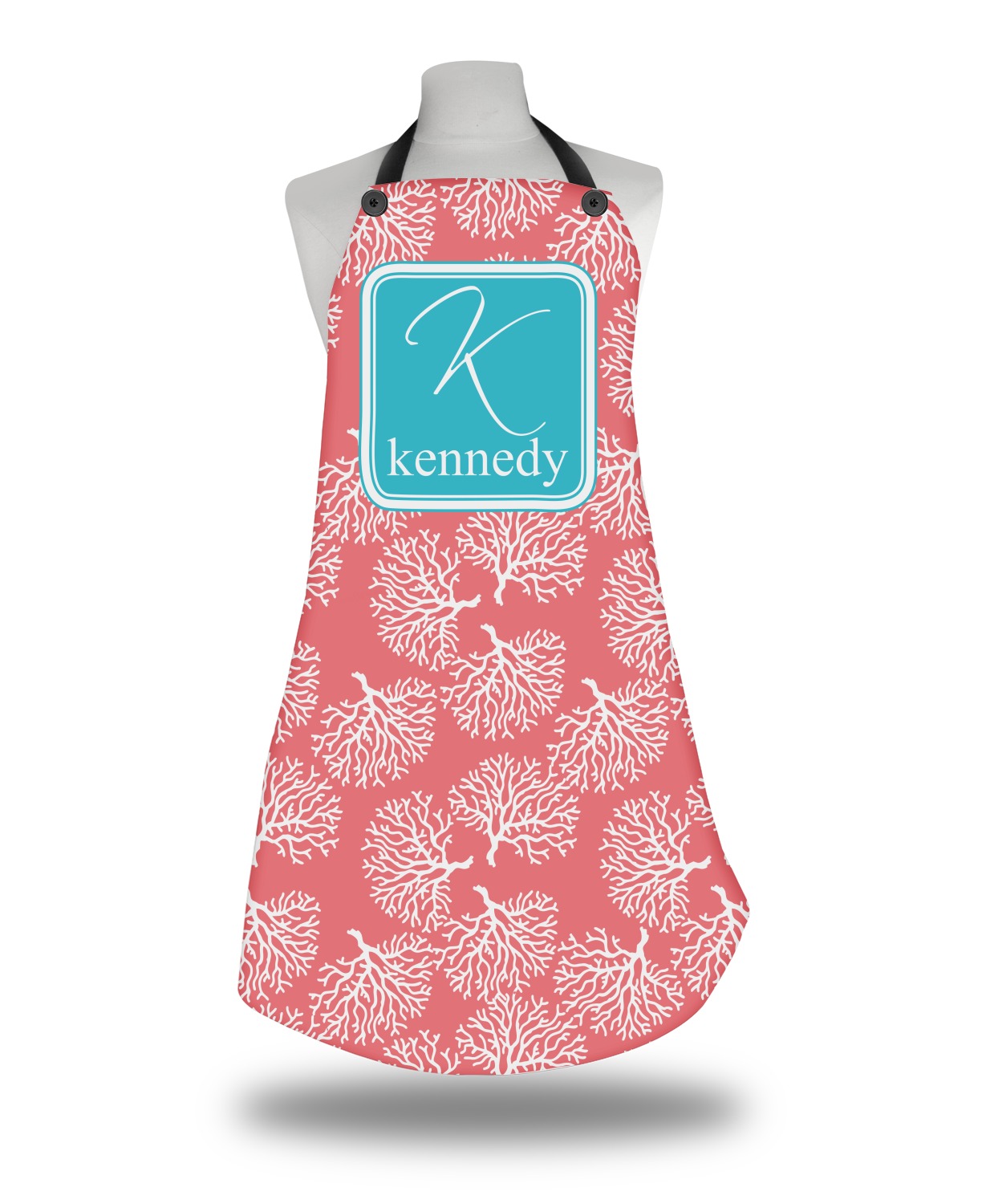 Coral & Teal Apron w/ Name and Initial - YouCustomizeIt