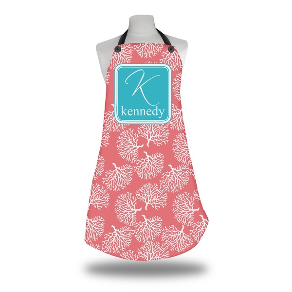 Custom Coral & Teal Apron w/ Name and Initial