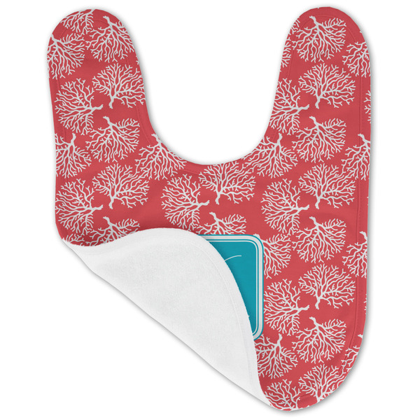 Coral & Teal Baby Bib - AFT folded