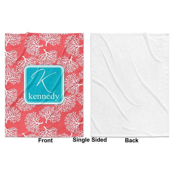 Coral & Teal Baby Blanket (Single Side - Printed Front, White Back)