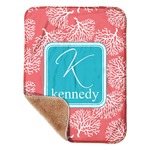 Coral & Teal Sherpa Baby Blanket - 30" x 40" w/ Name and Initial