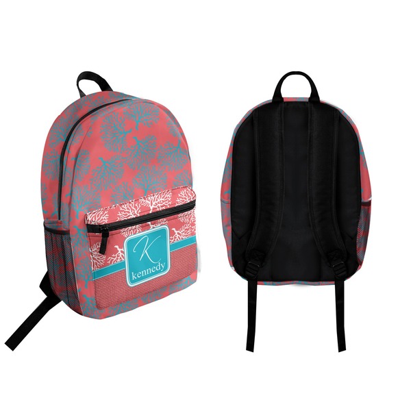 Coral & Teal Backpack front and back - Apvl