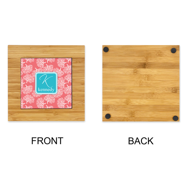 Coral & Teal Bamboo Trivet with 6" Tile - APPROVAL