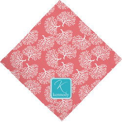 Coral & Teal Dog Bandana Scarf w/ Name and Initial
