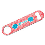 Coral & Teal Bar Bottle Opener w/ Name and Initial