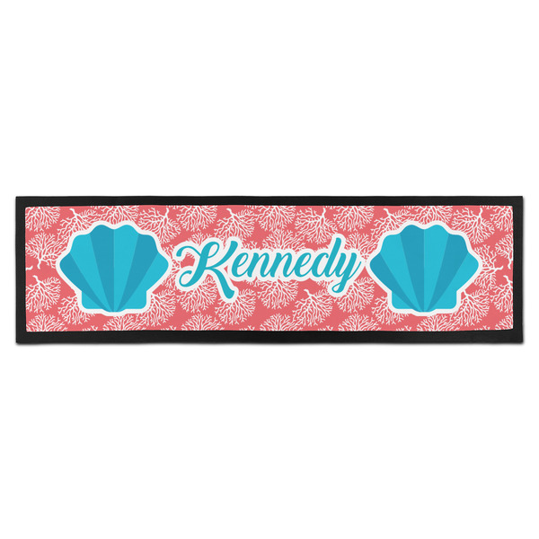 Custom Coral & Teal Bar Mat - Large (Personalized)