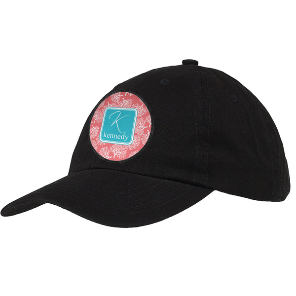 Custom Coral & Teal Baseball Cap - Black (Personalized)