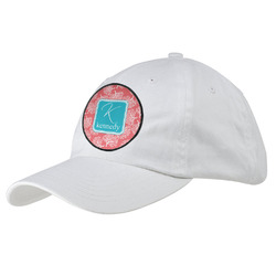 Coral & Teal Baseball Cap - White (Personalized)