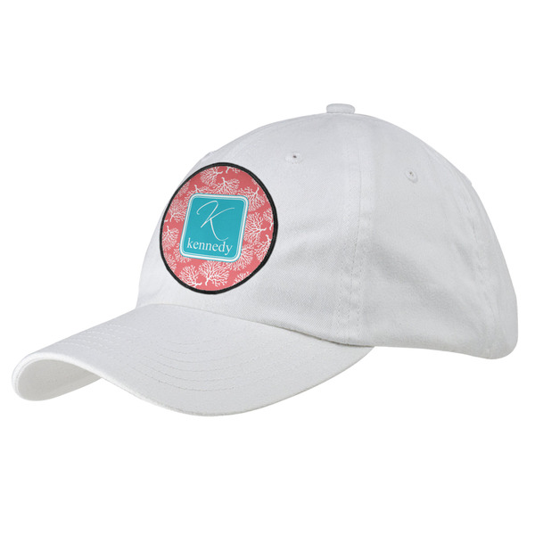 Custom Coral & Teal Baseball Cap - White (Personalized)