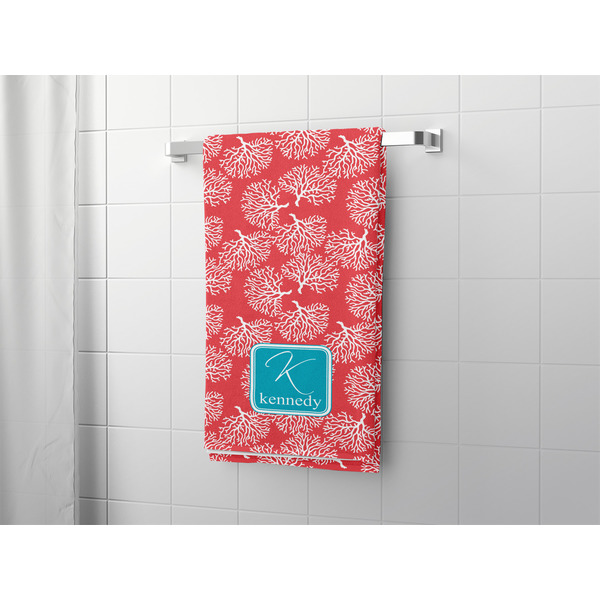Coral & Teal Bath Towel - LIFESTYLE